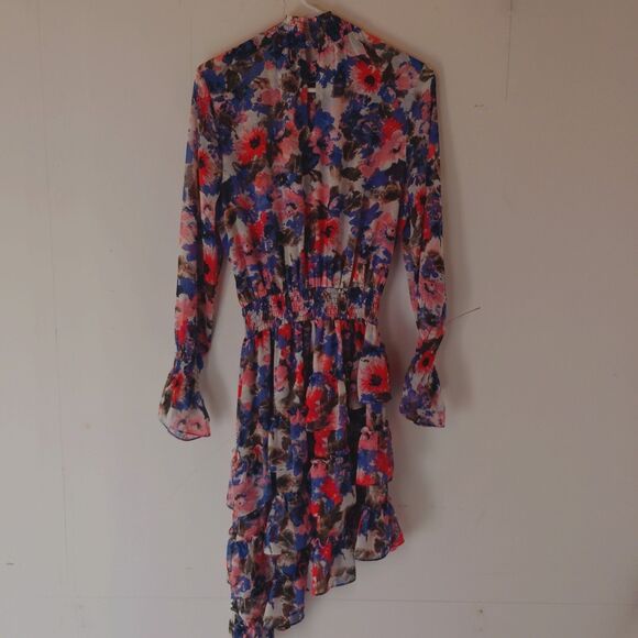Misa Los Angeles Savanna Dress Floral Print Asymmetrical Ruffle Multicolor M - Picture 7 of 9